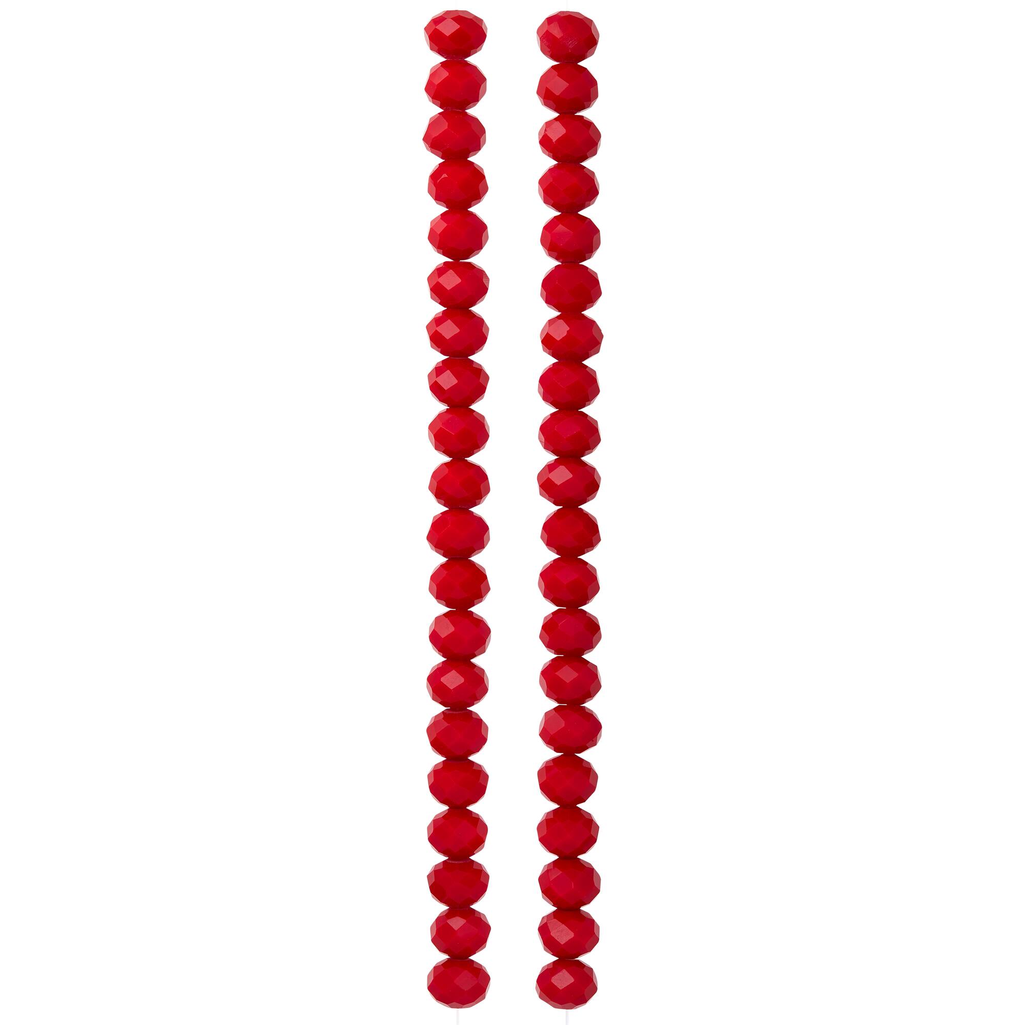 Red Faceted Glass Rondelle Beads, 8mm by Bead Landing™